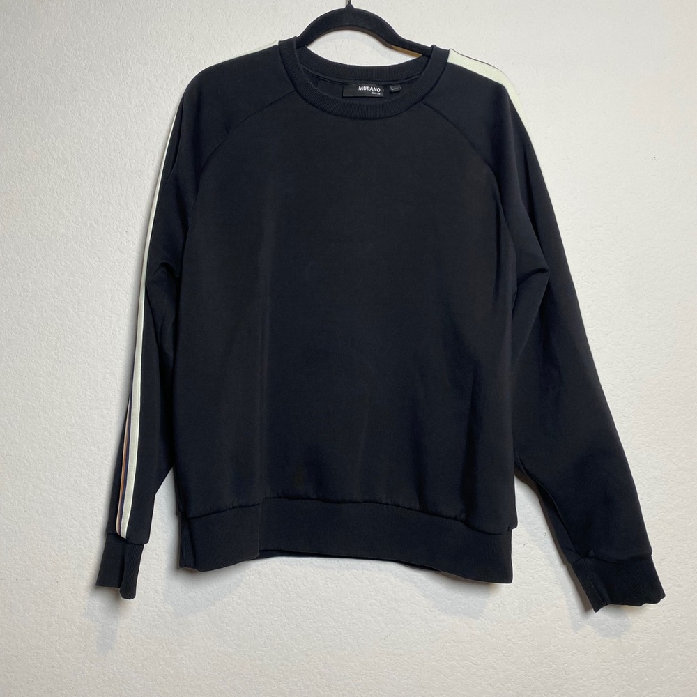 Murano‎ Slim Fit Mens XL Black Sweatshirt Raglan Long Sleeve Striped Casual